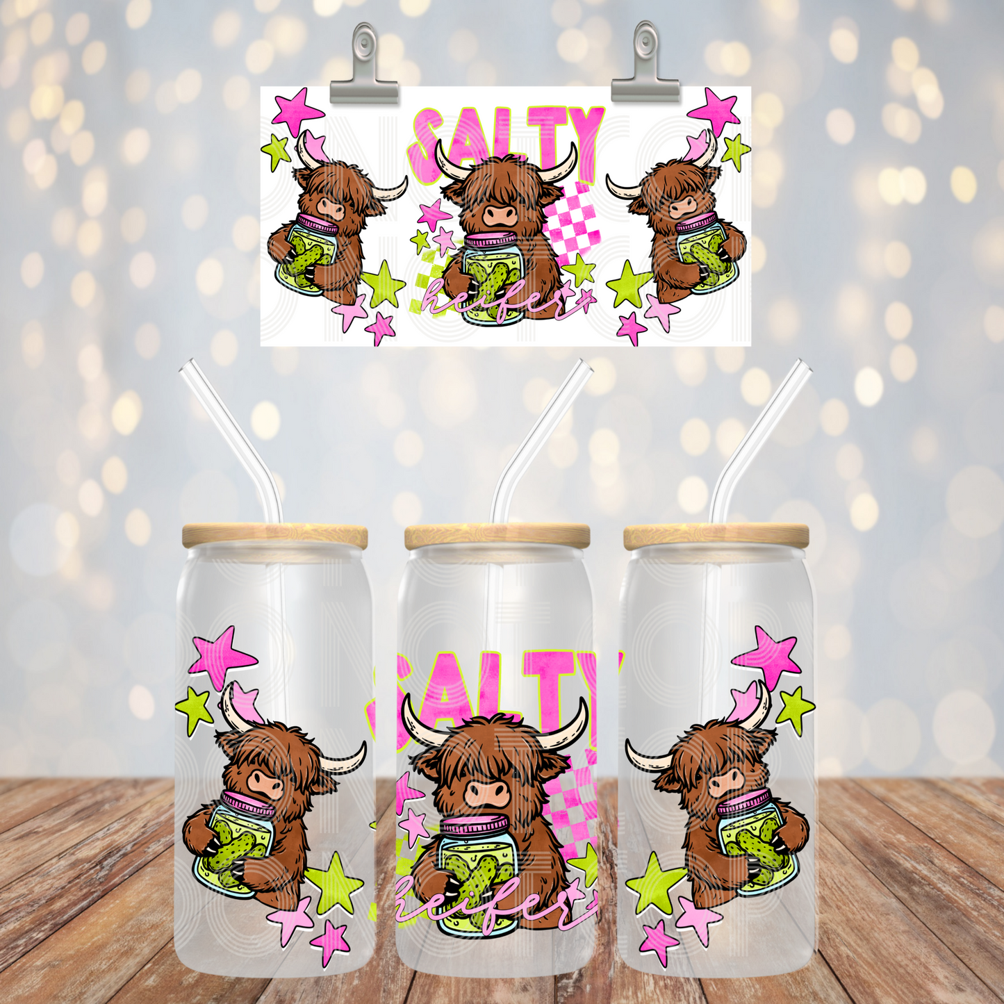 Salty Heifer 16oz Libbey PNG Design