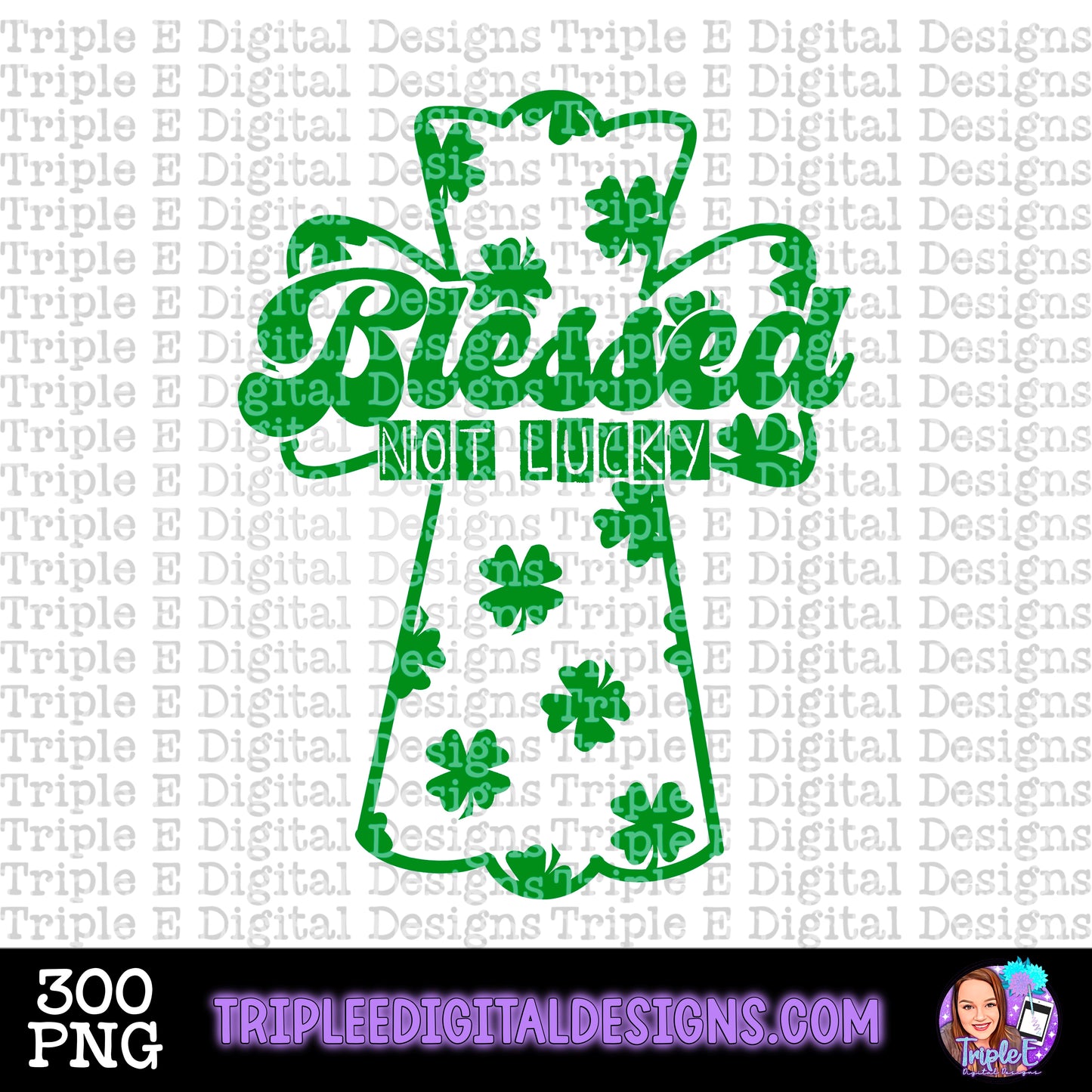 Blessed not Lucky Cross PNG