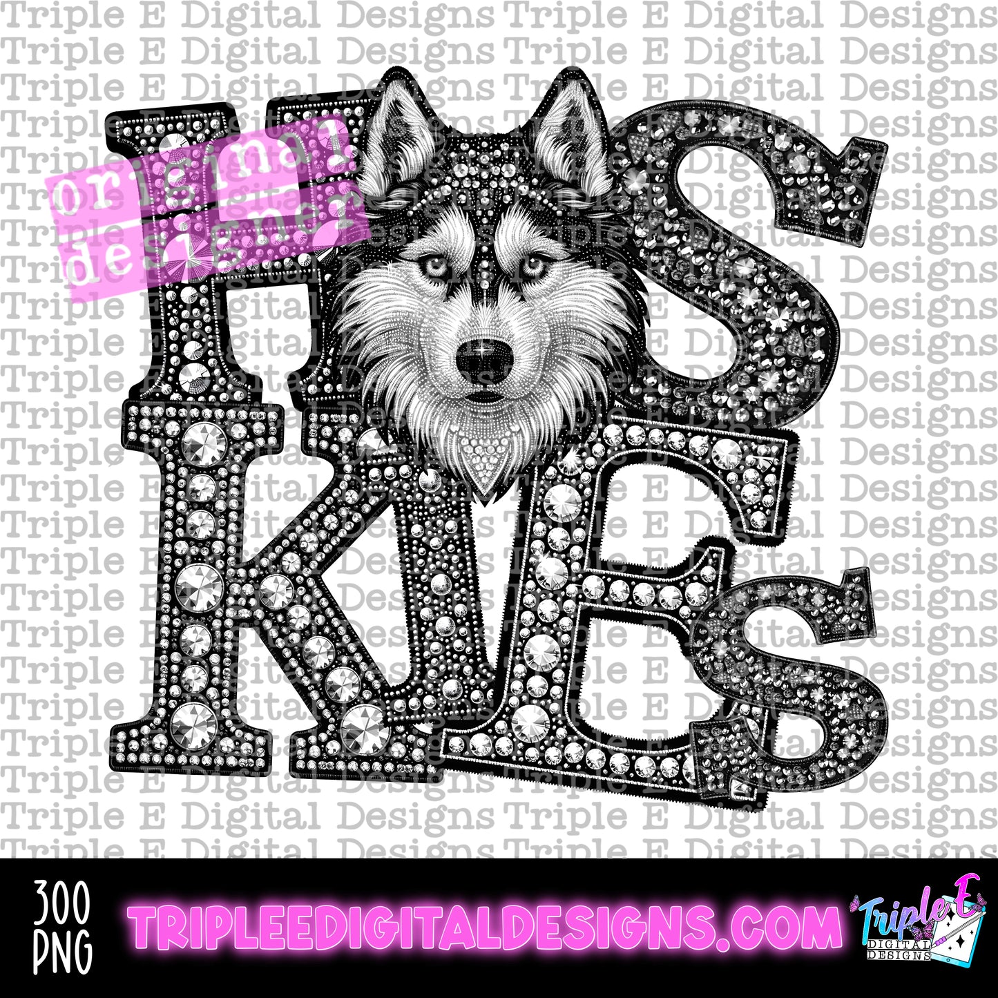 Huskies Rhinestone PNG Design