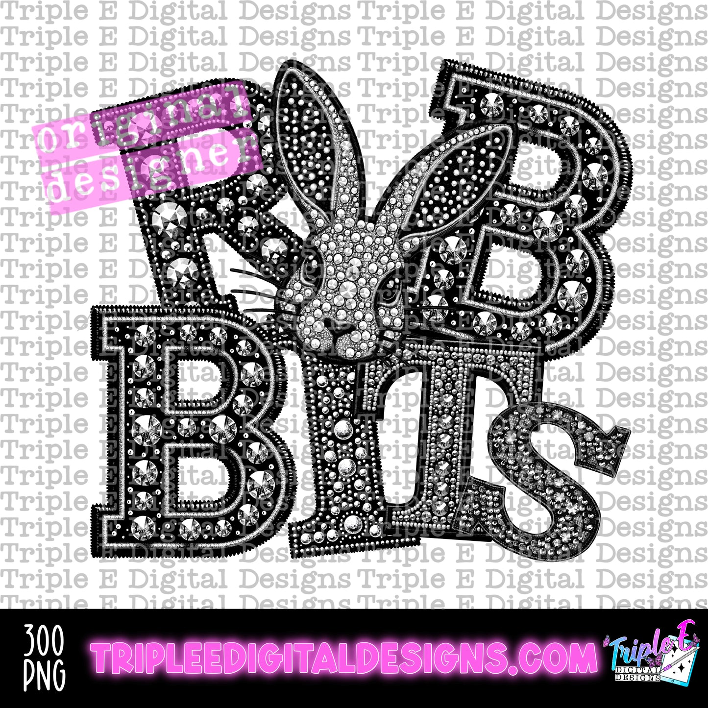 Rabbits Rhinestone PNG Design