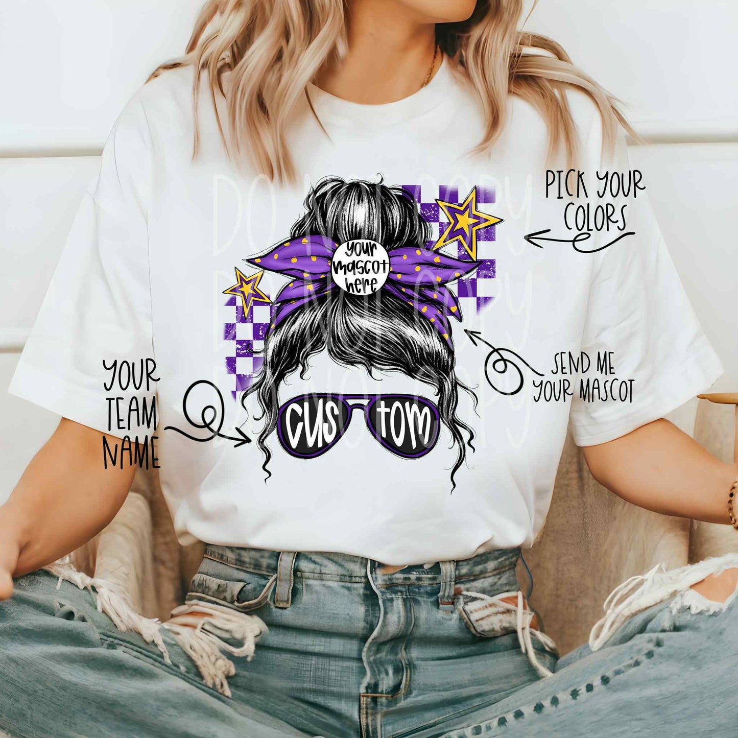 CUSTOM Mascot Messy Bun PNG Design