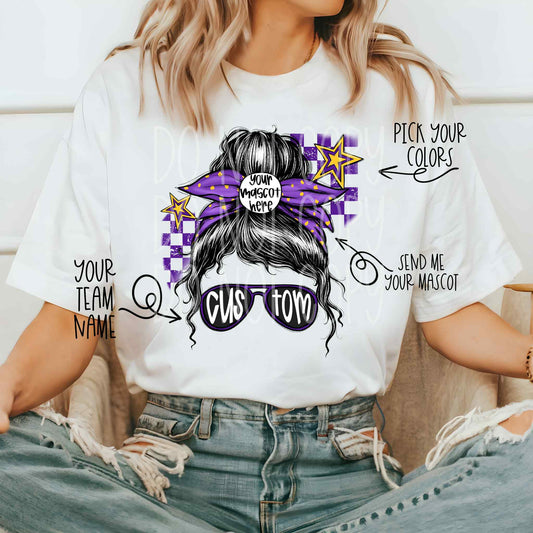 CUSTOM Mascot Messy Bun PNG Design