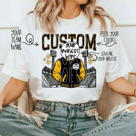 CUSTOM Color Letterman Mascot PNG Design