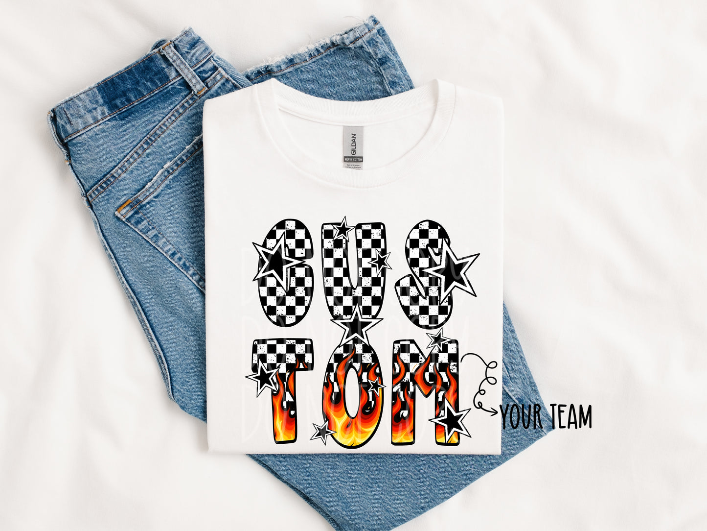 CUSTOM Checkers and Flames PNG Design