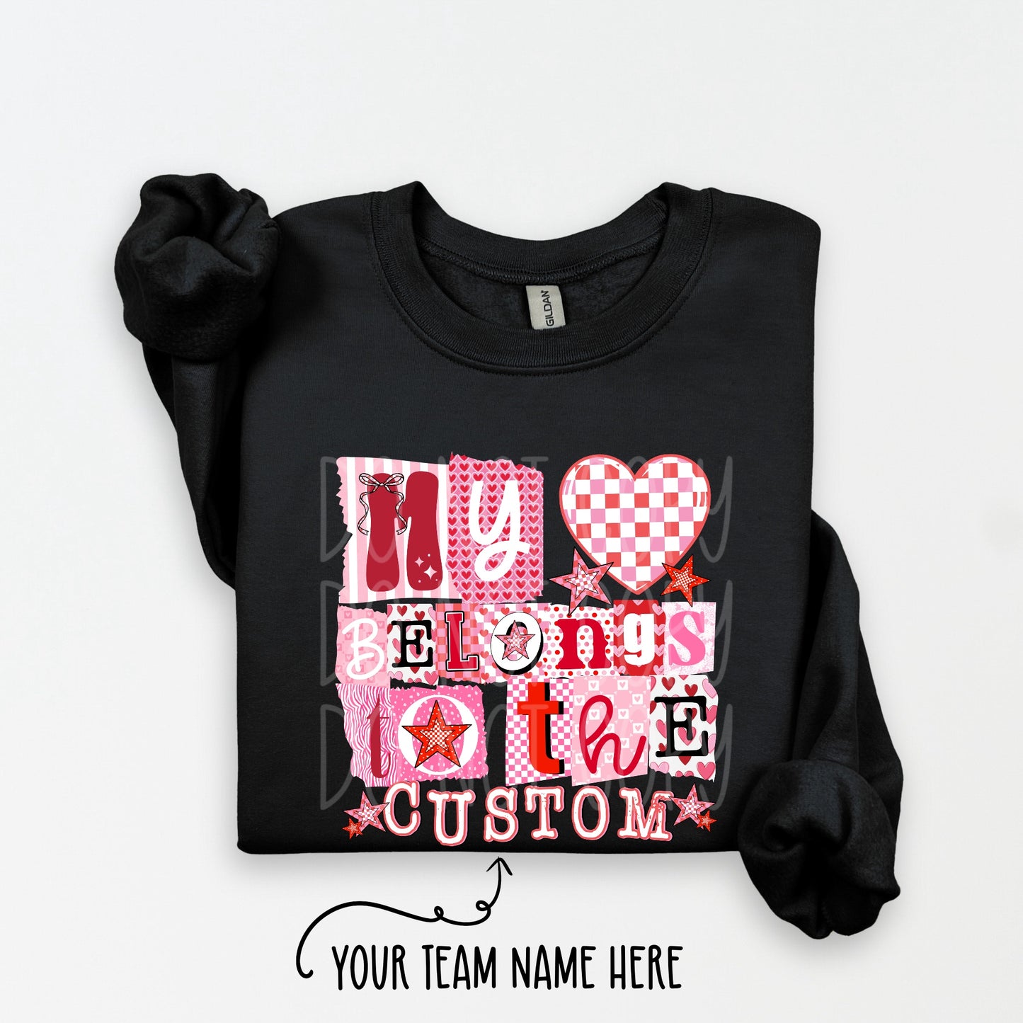 CUSTOM My Heart Belongs To TEAM NAME PNG Design