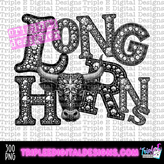 Longhorns Rhinestone PNG Design