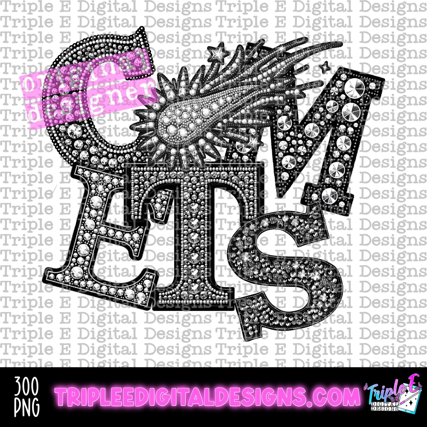 Comets Rhinestone PNG Design