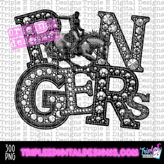 Rangers Rhinestone PNG Design