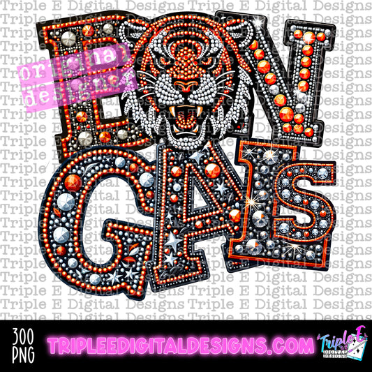 Bengals Color Rhinestone PNG Design