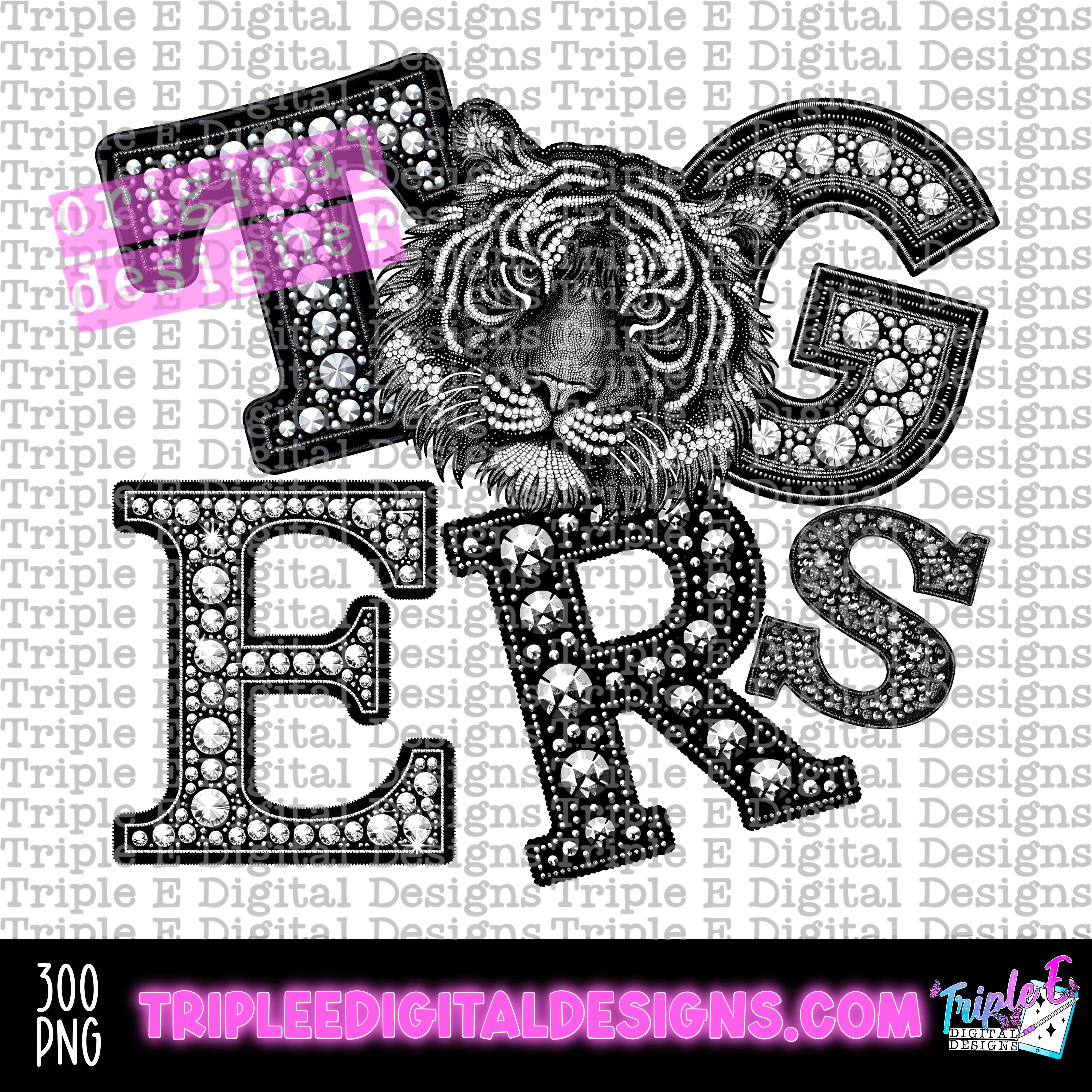 Tigers Rhinestone Design Tigers Rhinestone PNG Design – Pine Hollow Design Co.