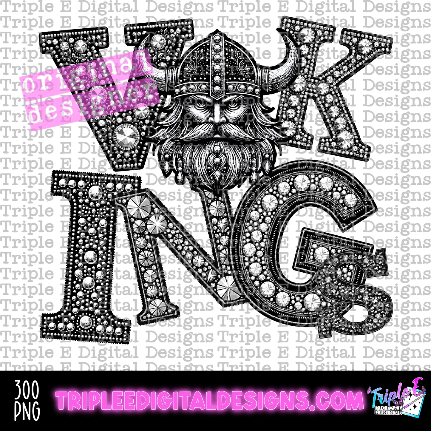 Vikings Rhinestone PNG Design