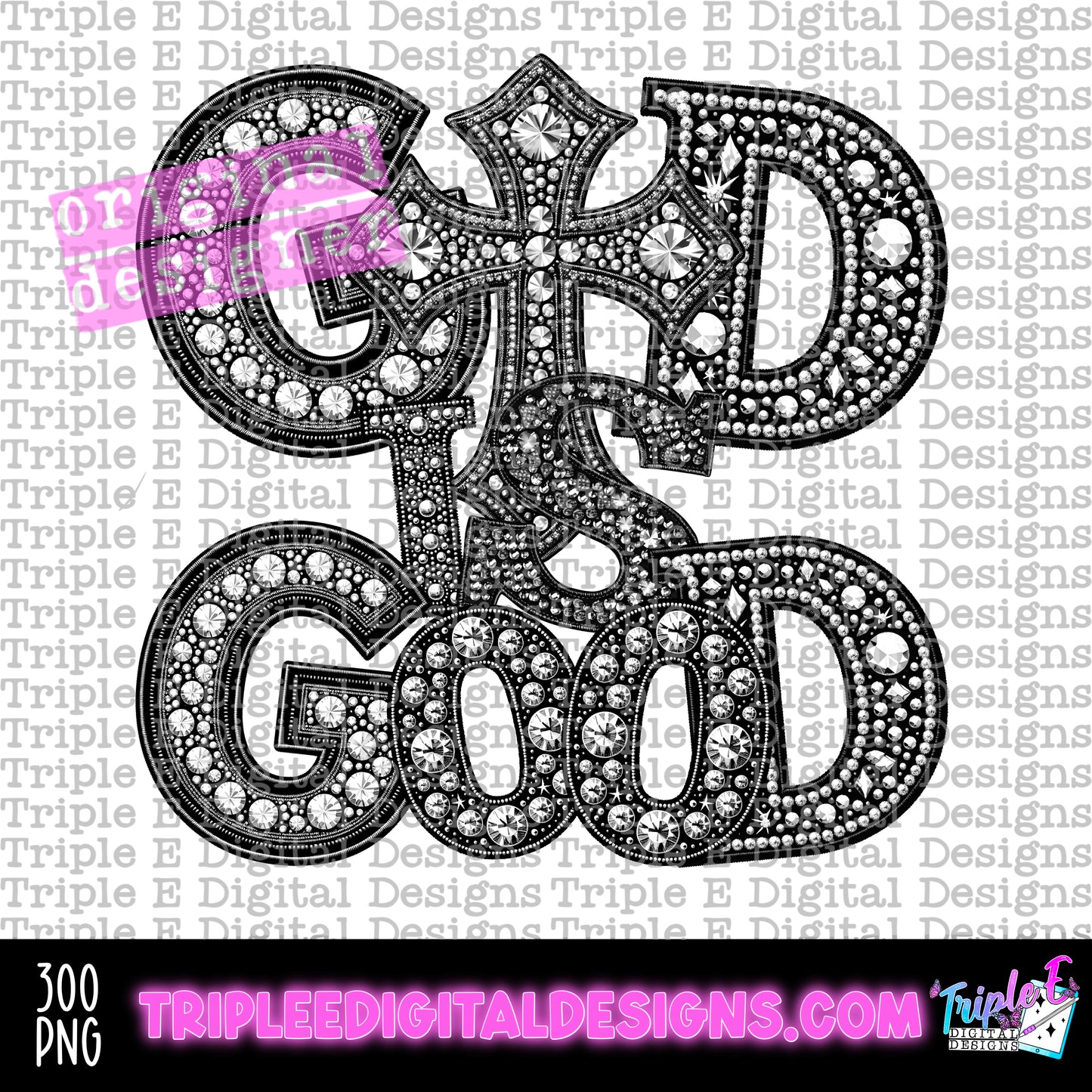 God is Good Rhinestone PNG Design