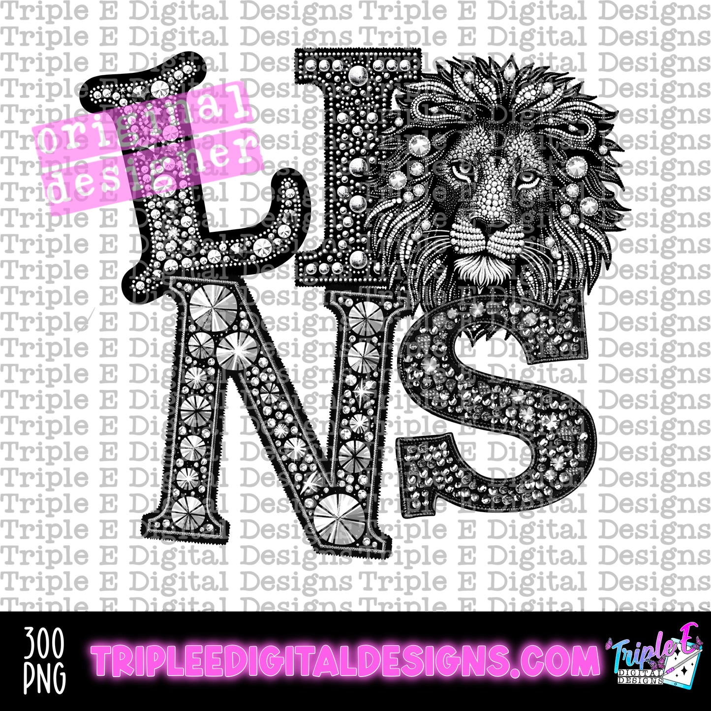 Lions Rhinestone PNG Design