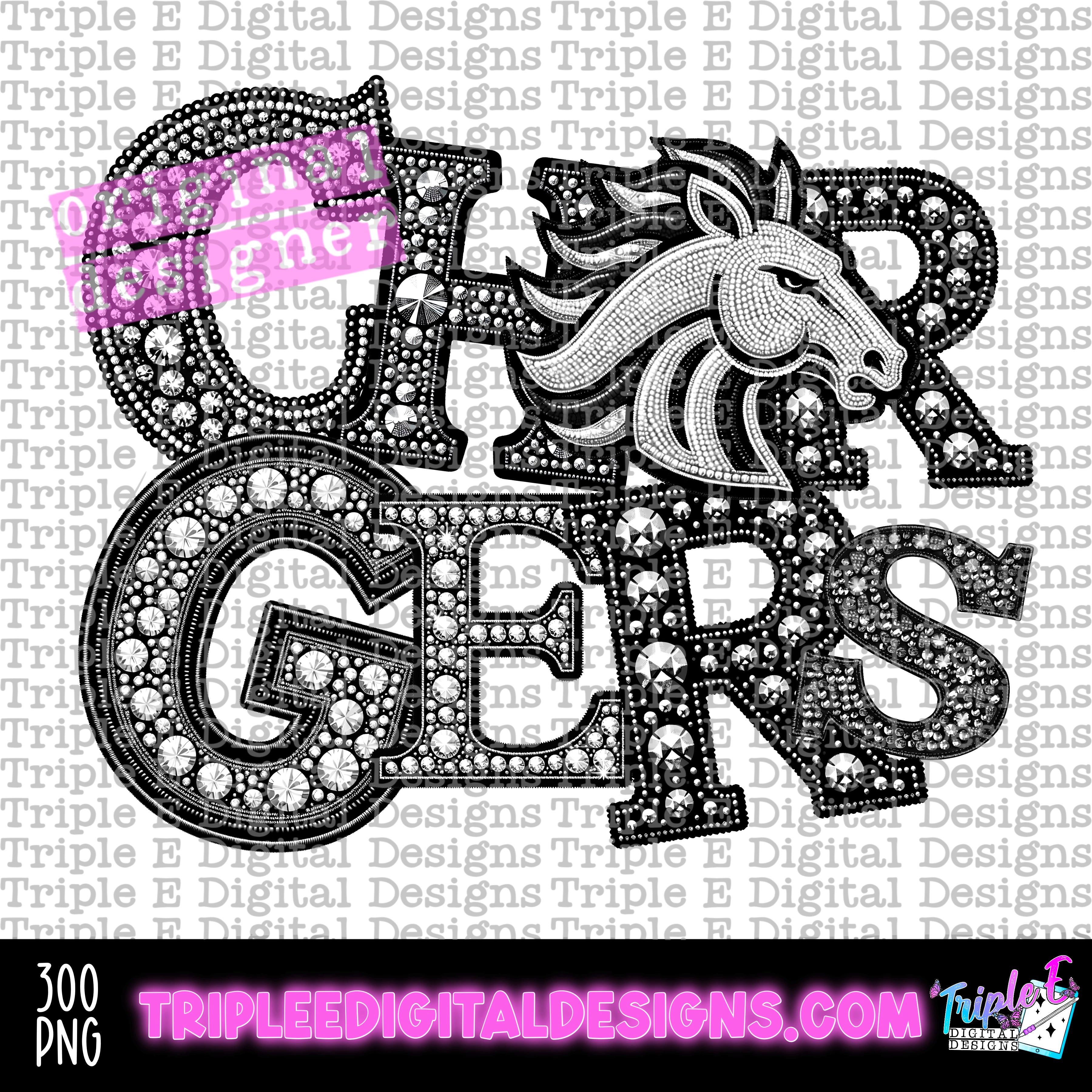 Chargers horse Rhinestone PNG Design – Pine Hollow Design Co.