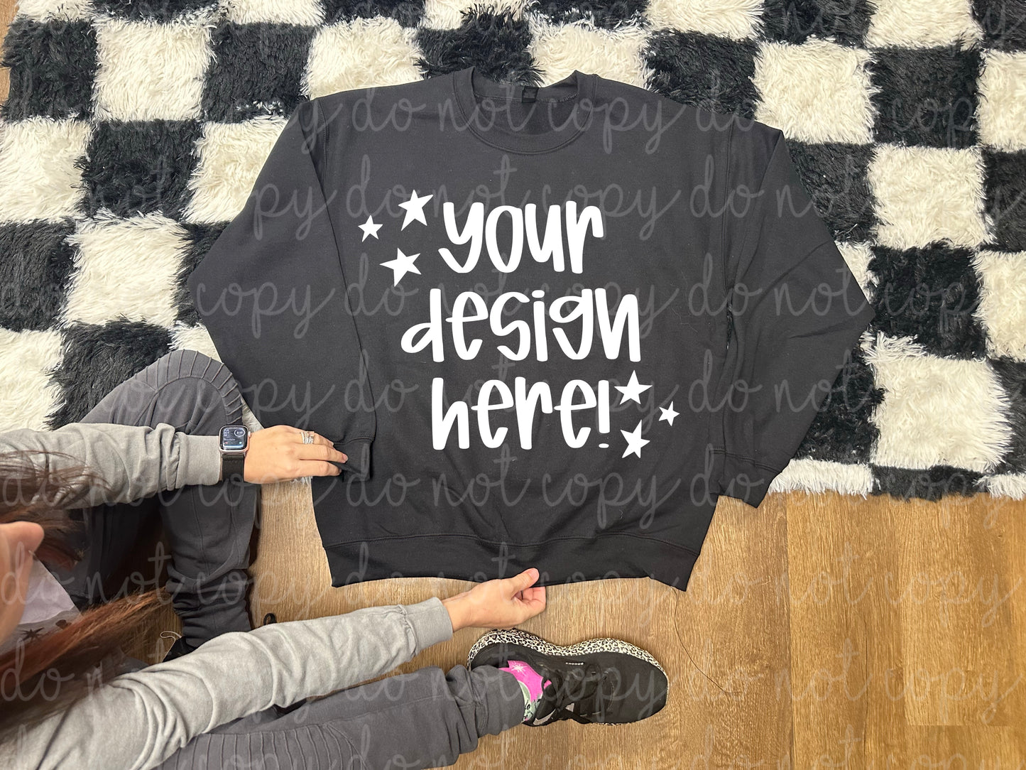 Gildan 18000 Black Flat Lay Front Mock Up