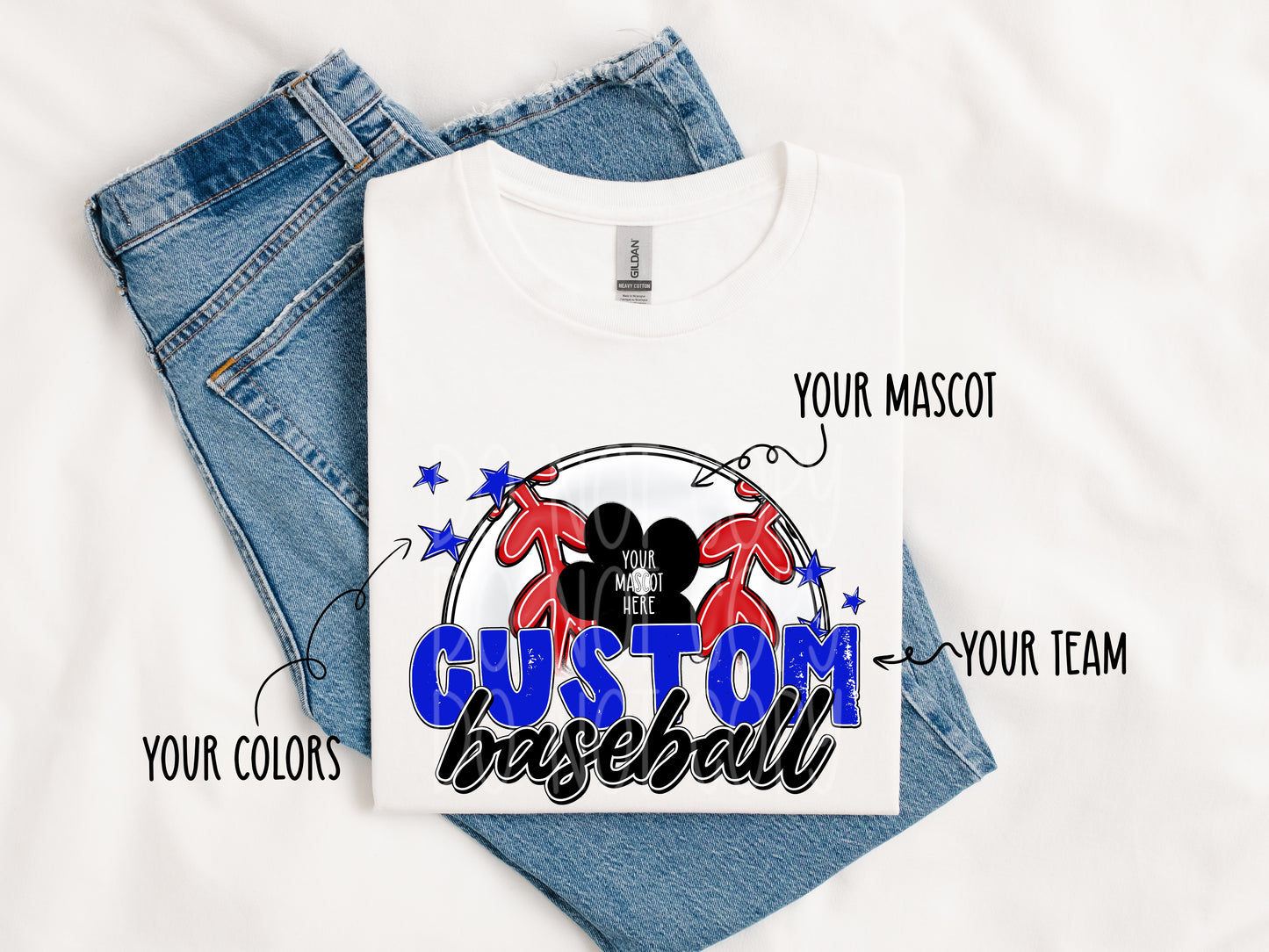 CUSTOM Mascot Baseball and Stars PNG Design