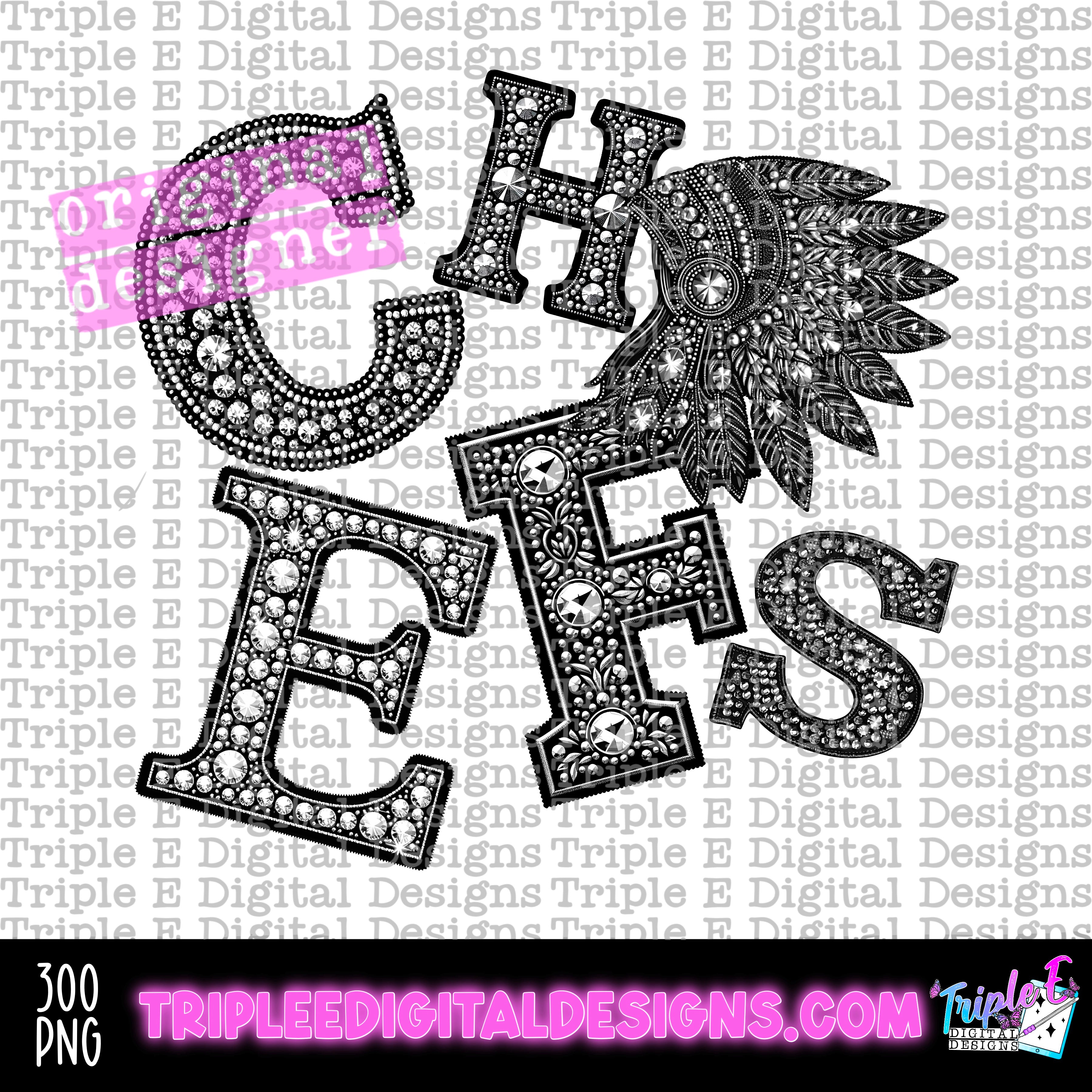 Custom Rhinestone Chiefs Chiefs Rhinestone PNG Design – Pine Hollow Design Co.