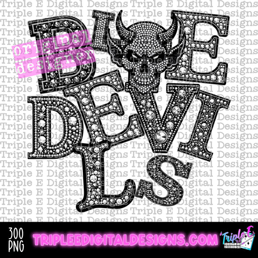 Blue Devils Rhinestone PNG Design