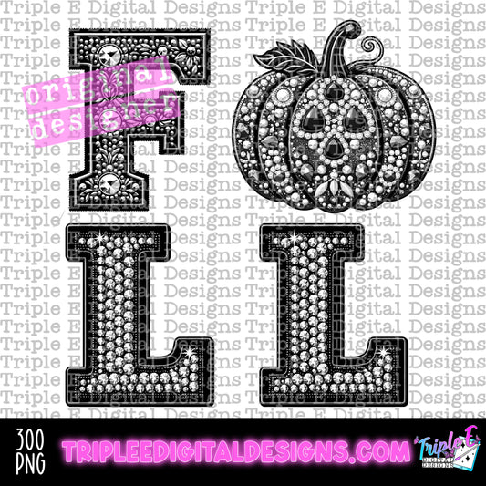 Fall Faux Rhinestone PNG Design