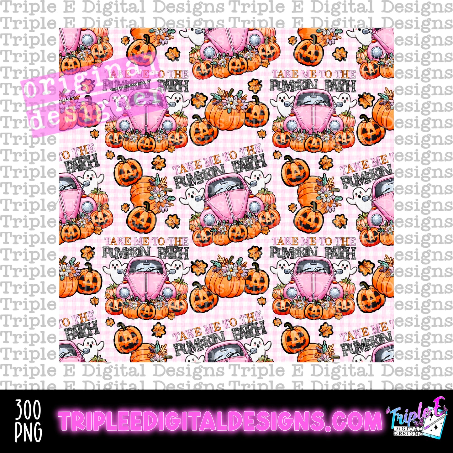 Take Me To The Pumpkin Patch Seamless PNG Design