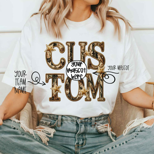 CUSTOM Faux Camo Embroidered Mascot PNG Design