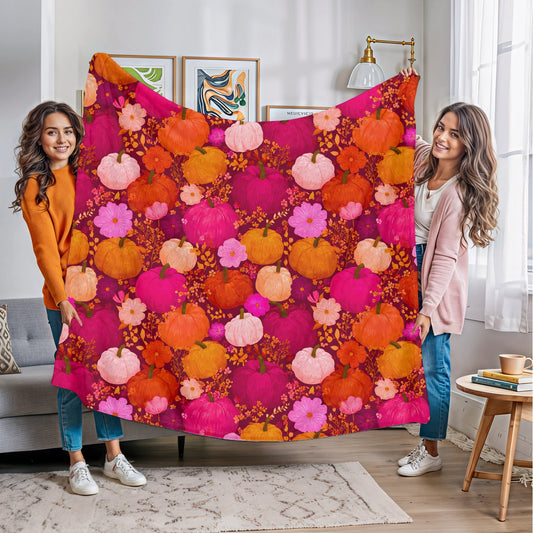 Pumpkins And Flowers Seamless PNG Design