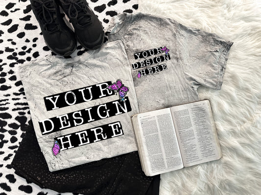 CC Colorblast Smoke T Shirt Flat Lay pocket and Back with Bible Mock Up