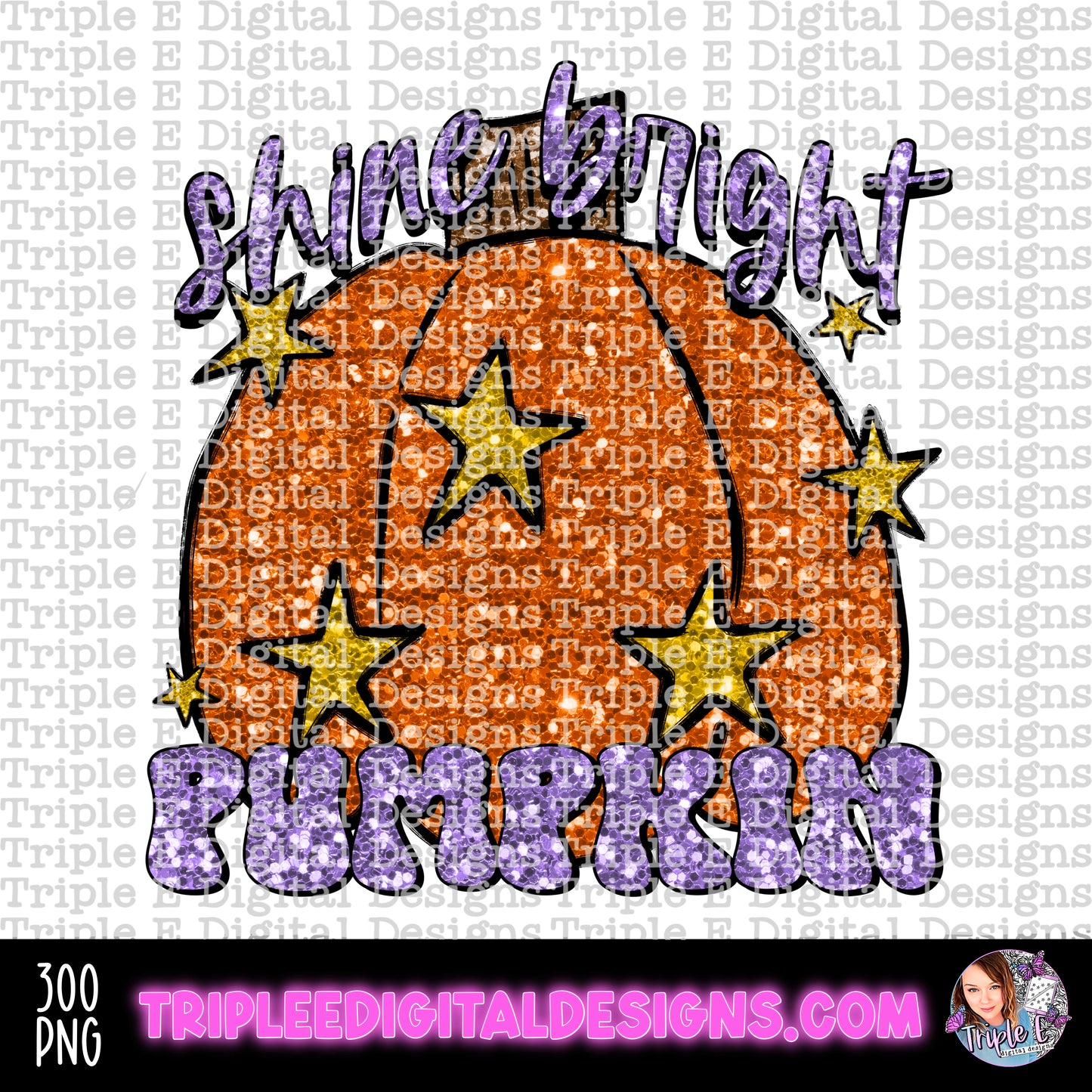 Shine Bright Pumpkin Design PNG