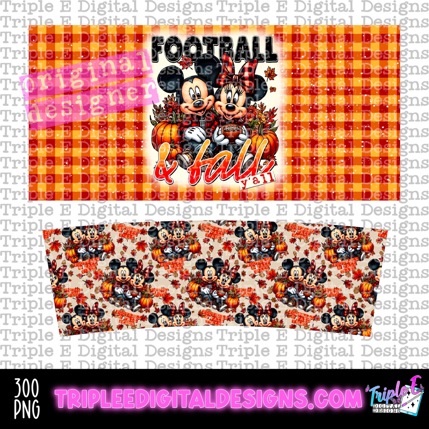 Football And Fall 40oz Tumbler PNG Design