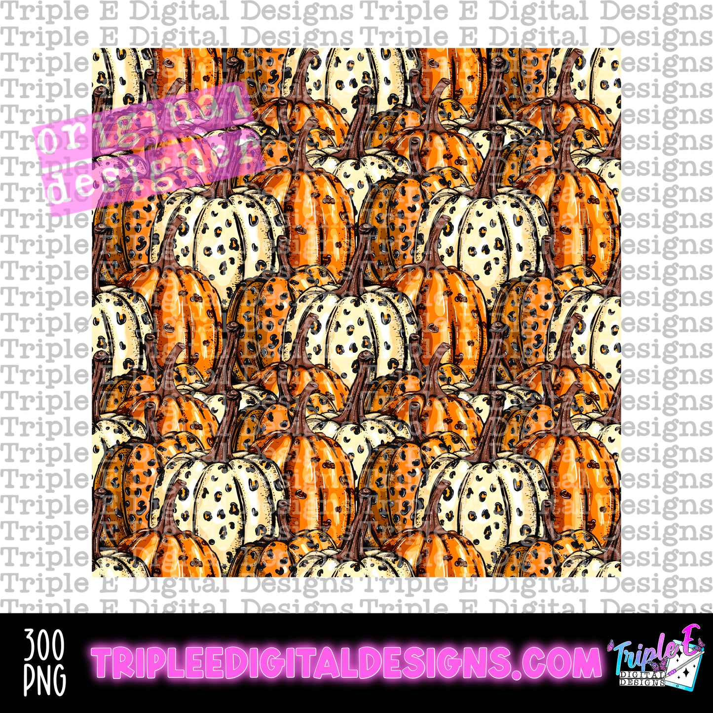 Leopard Pumpkin Seamless PNG Design