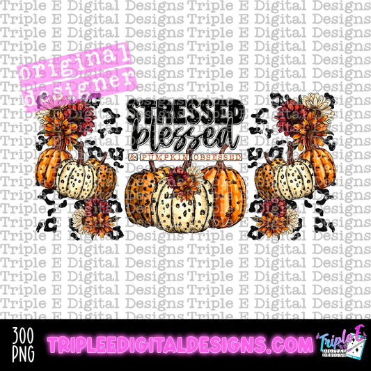 Stressed Blessed & Pumpkin Obsessed 16oz Libbey PNG Design