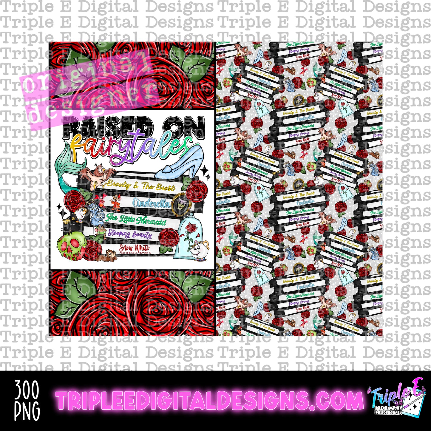 Raised On Fairytales Tumbler PNG Design