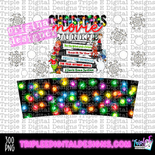 Christmas Movie Junkie 40oz Tumbler PNG Design