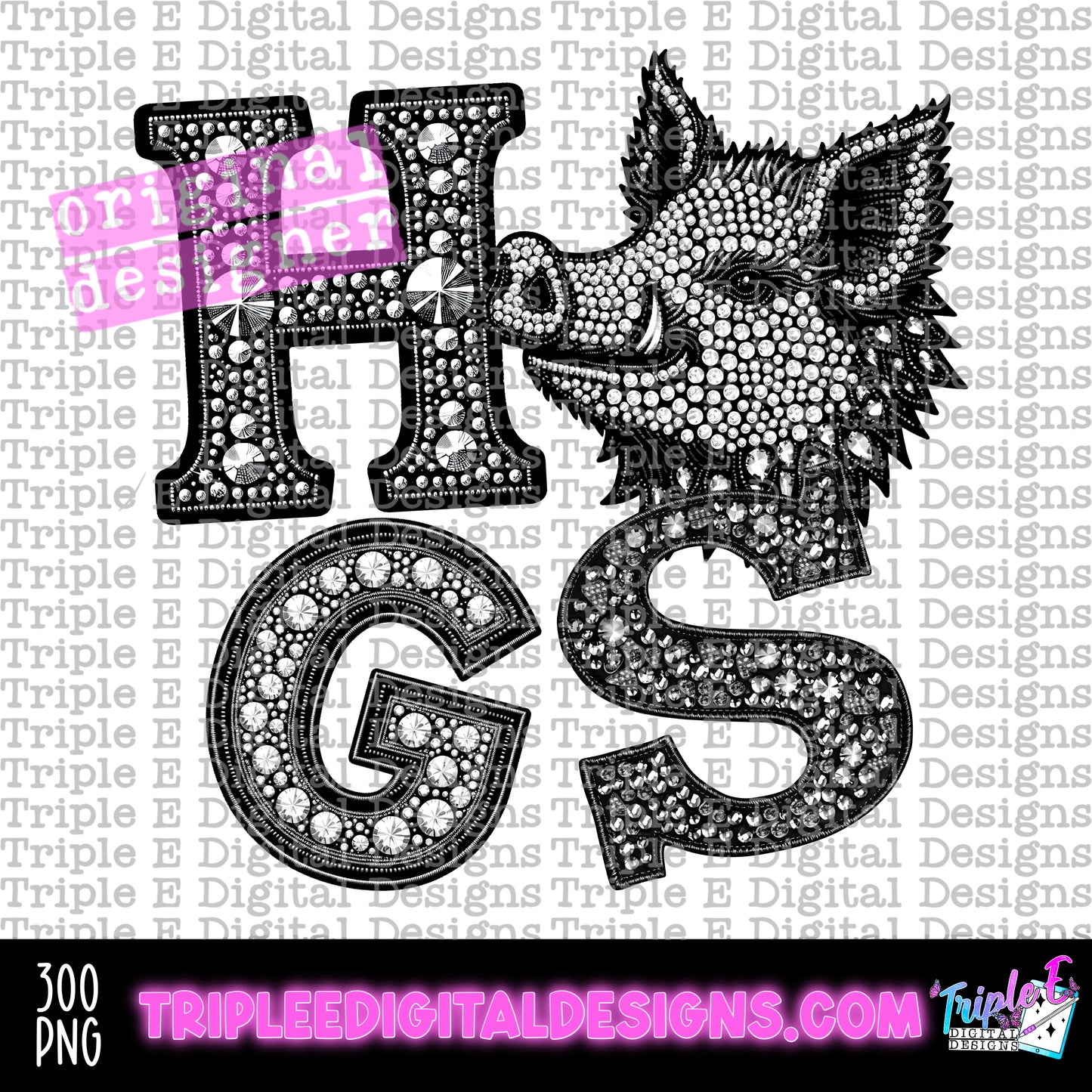 Hogs Rhinestone PNG Design