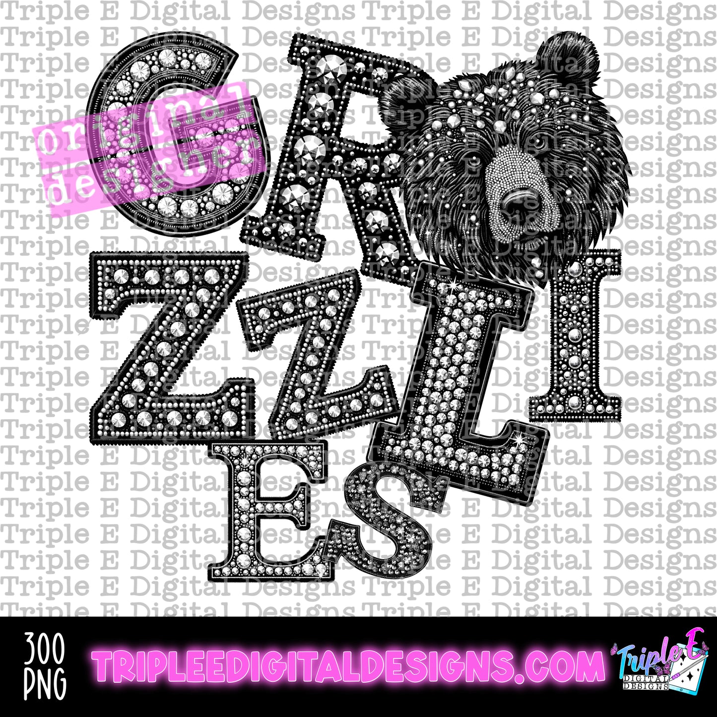 Grizzlies Rhinestone PNG Design