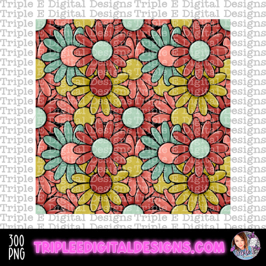 Groovy Floral PNG Seamless