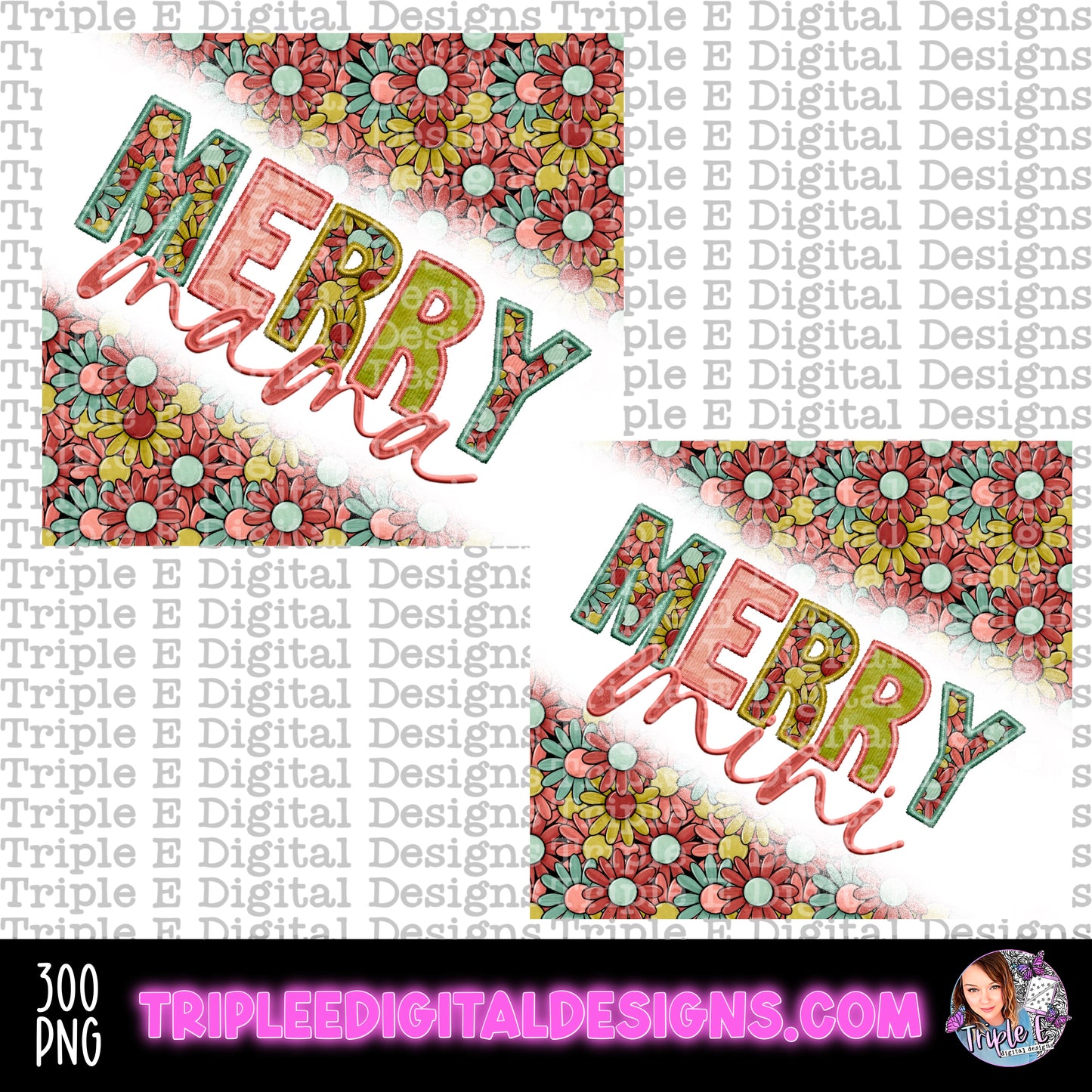 Merry Mama Mini Set PNG Tumbler Design