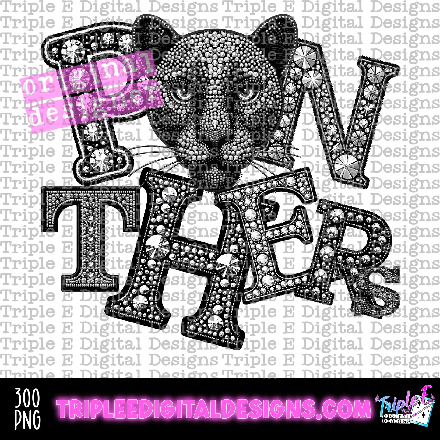 Panthers Rhinestone PNG Design