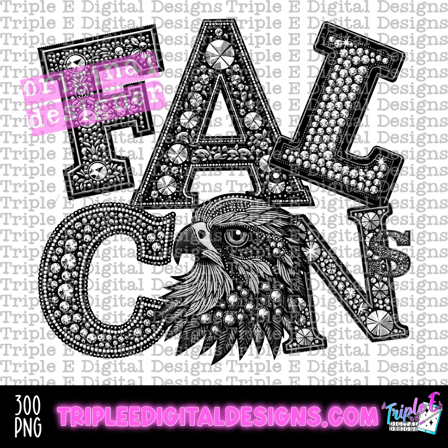 Falcons Rhinestone PNG Design