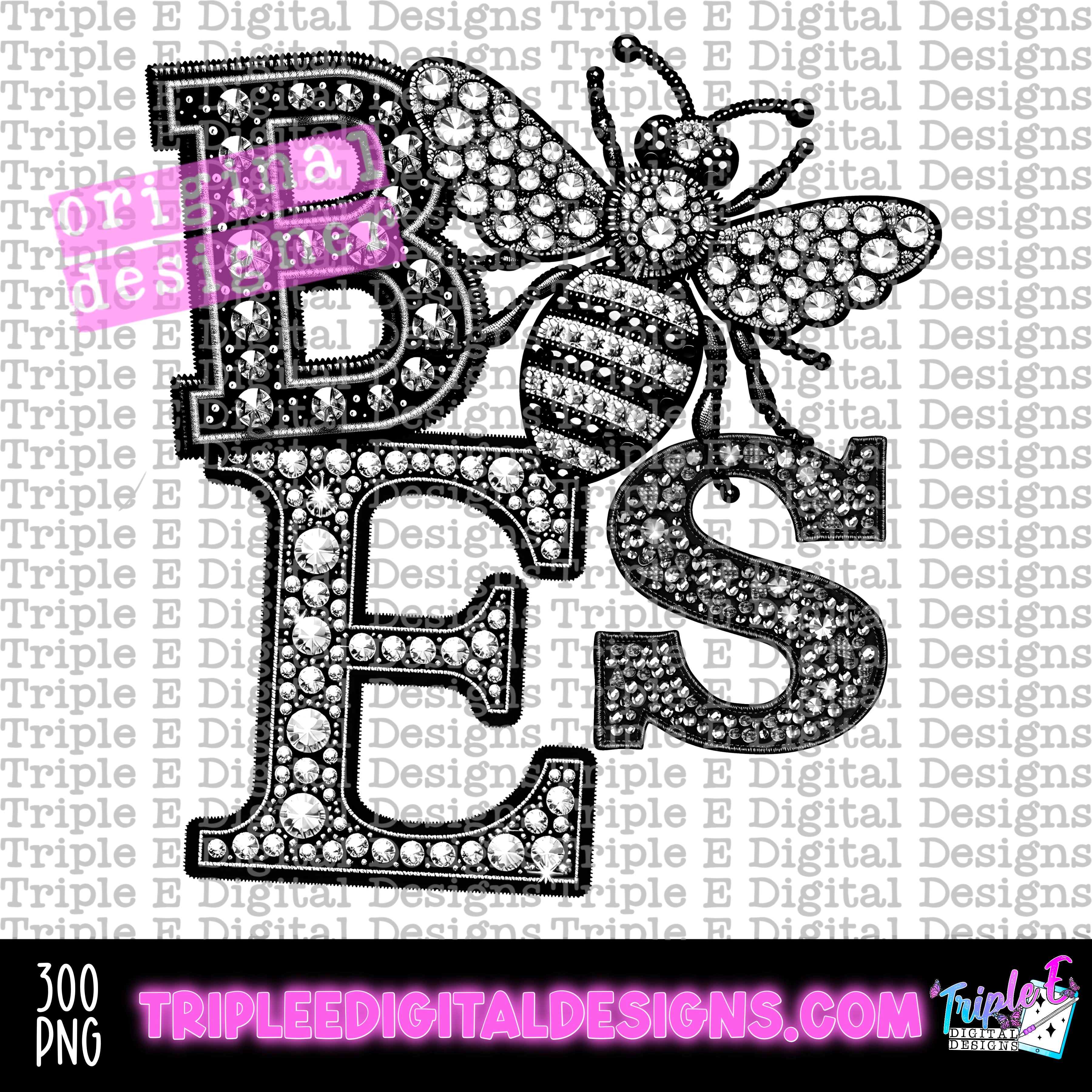 Be Rhinestone Logo Bees Rhinestone PNG Design – Pine Hollow Design Co.