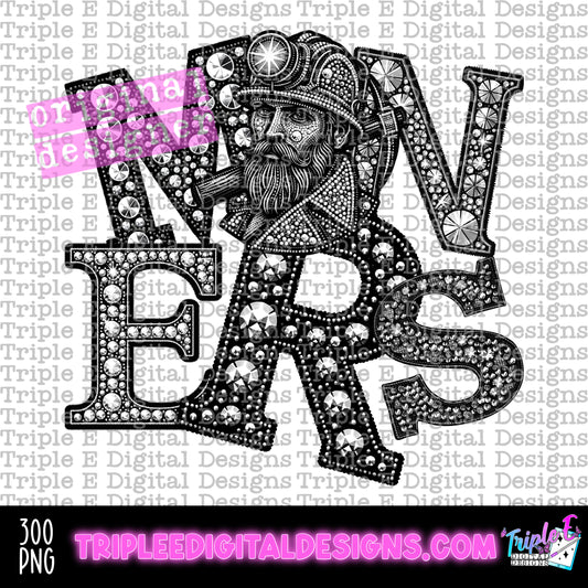 Miners Rhinestone PNG Design