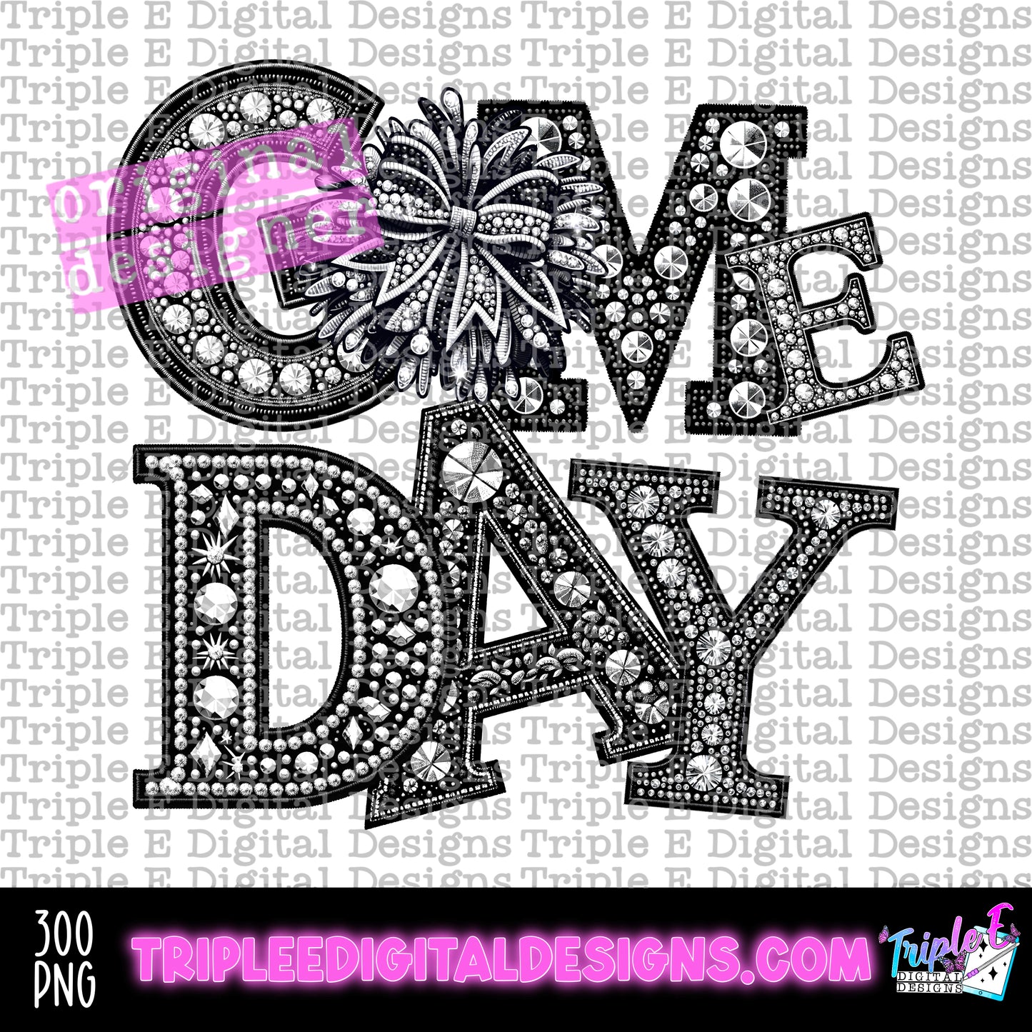 Game Day Cheer Rhinestones PNG Design