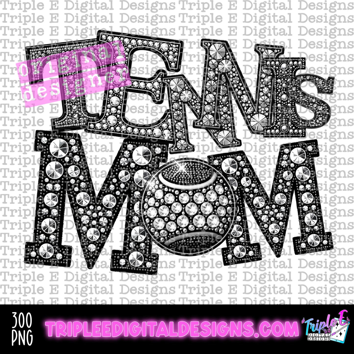 Tennis Mom Rhinestones PNG Design