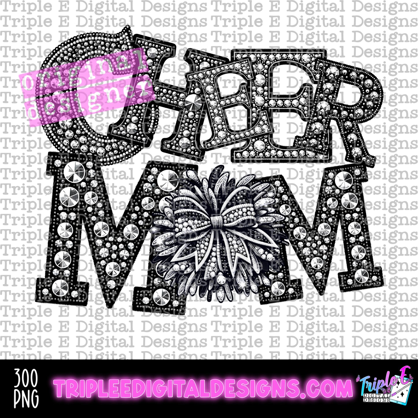 Cheer Mom Rhinestones PNG Design