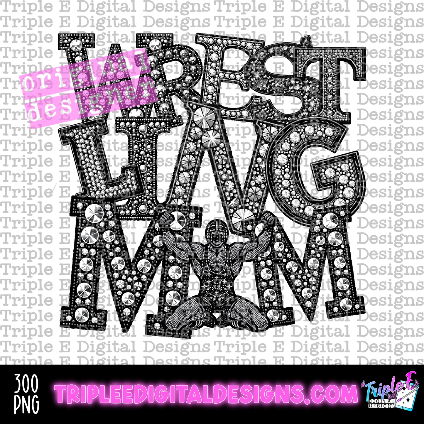 Wrestling Mom Rhinestones PNG Design