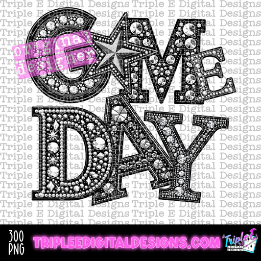 Game Day Star Rhinestones PNG Design