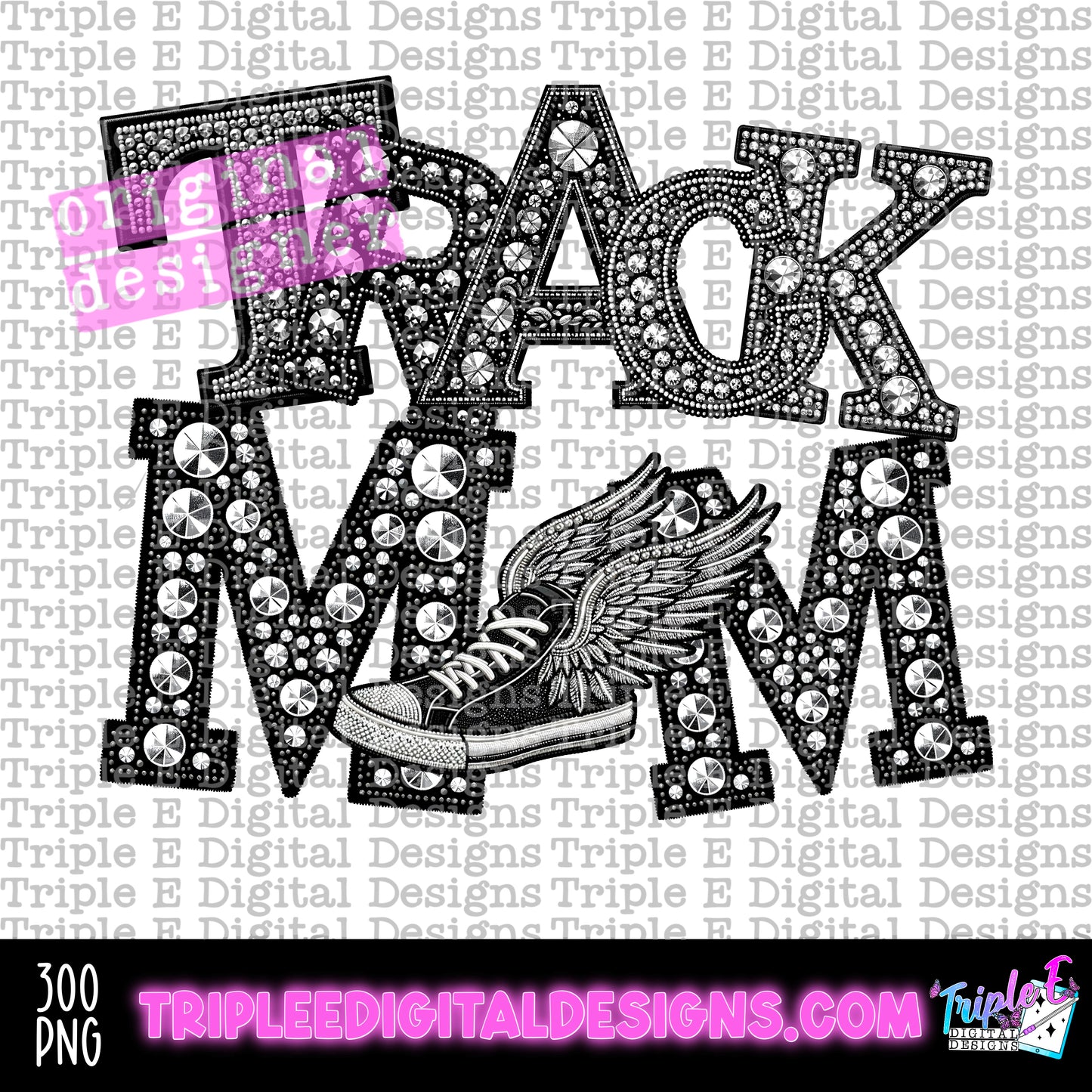 Track Mom Rhinestones PNG Design