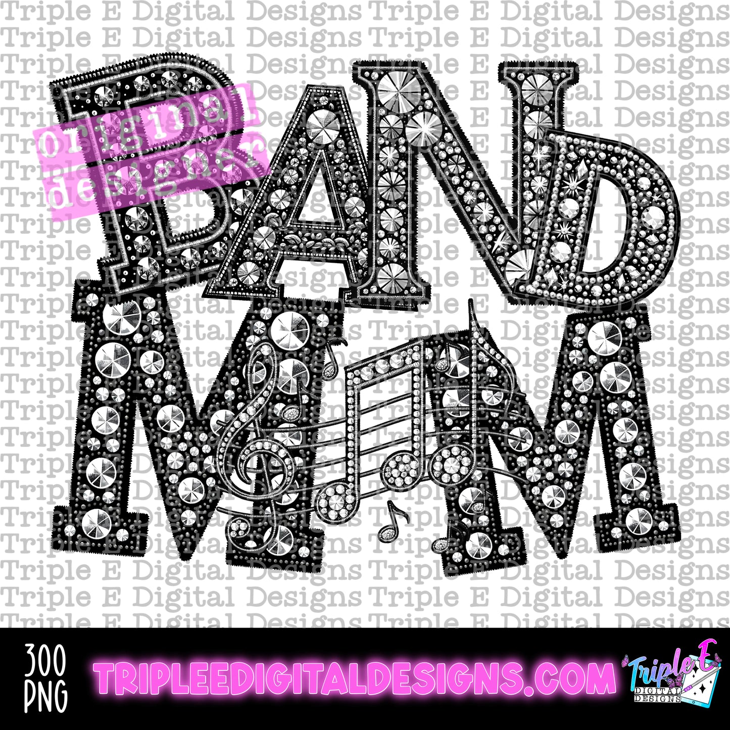 Band Mom Rhinestones PNG Design