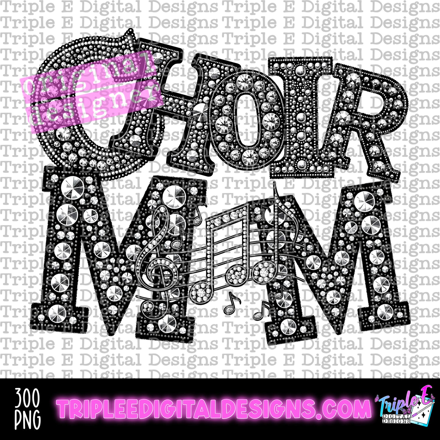 Choir Mom Rhinestones PNG Design