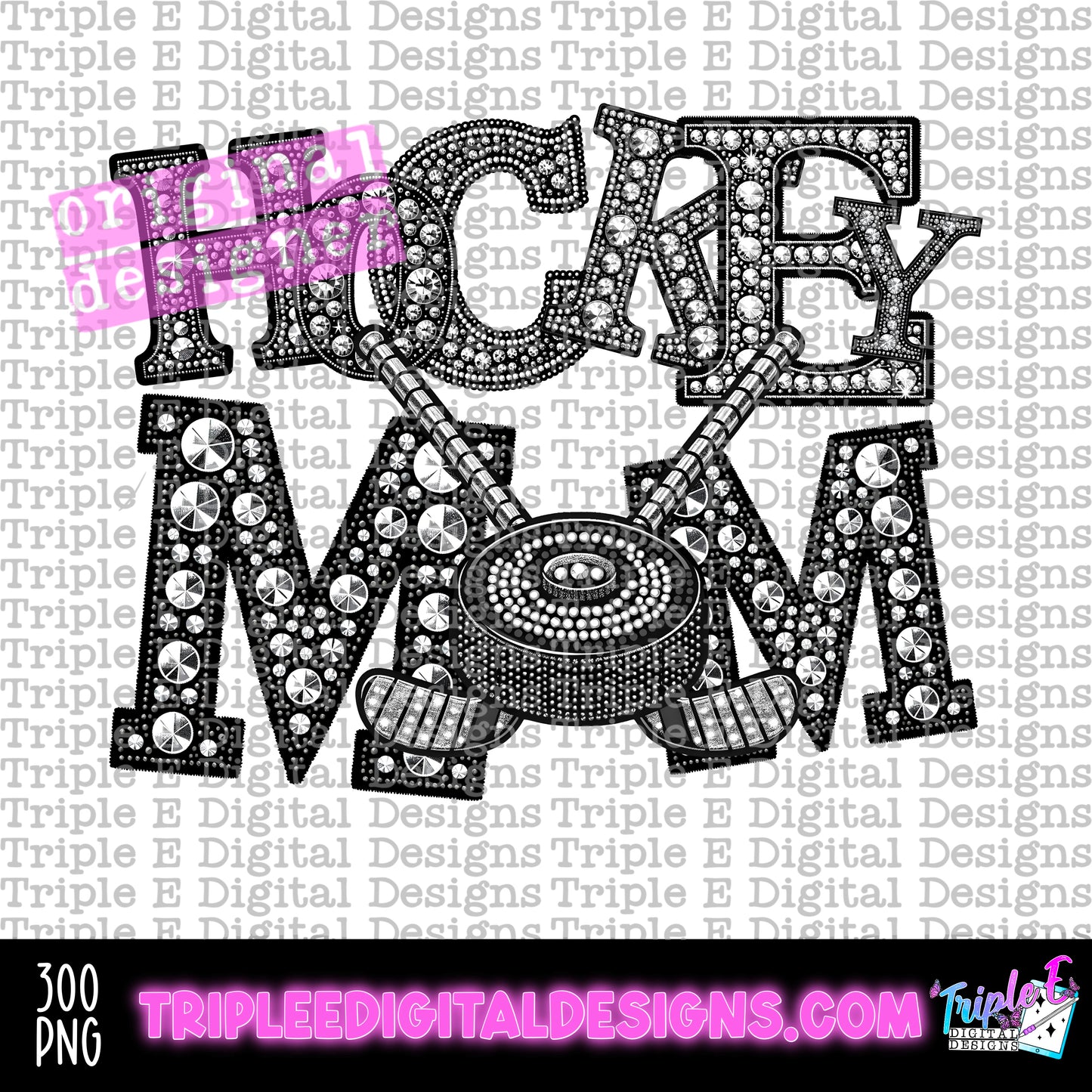 Hockey Mom Rhinestones PNG Design